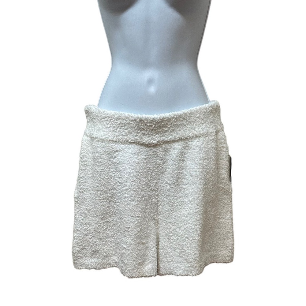 Culpos x Inc Fuzzy Knit Sherpa High-Rise Shorts White Size M Comfy Lounge NEW